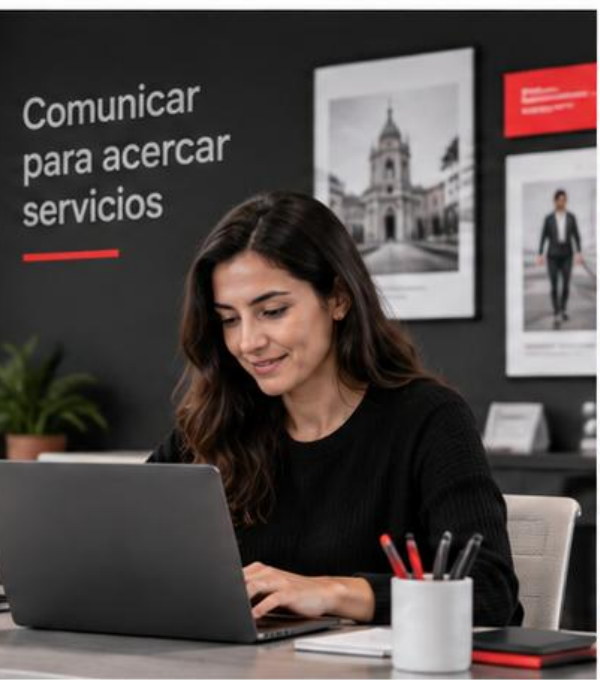 Una comunicadora prepara contenidos para difundir los servicios del municipio